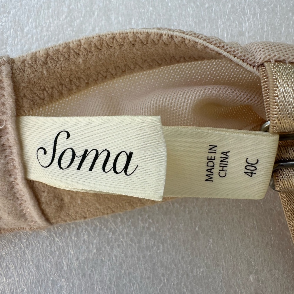 Soma Bra Beige Sheer Lace Underwire Embroidered 40C - Picture 7 of 14